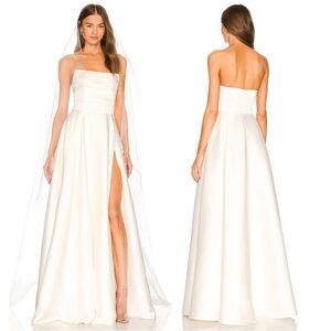 New | Sau Lee Heidi White Satin Gown 0